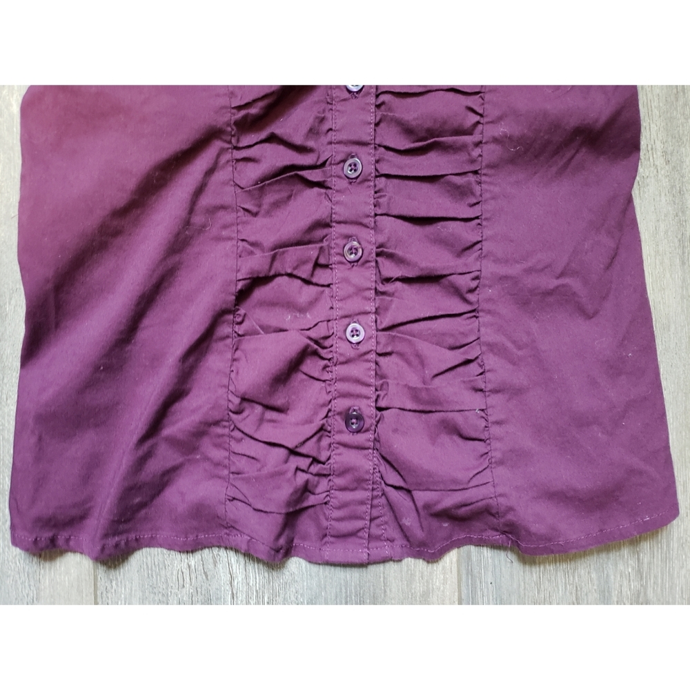 Mandee Roll Up Sleeve Ruffle Rouched Button Down - Picture 5 of 9